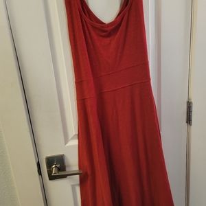 Red cotton tie waist summer dress